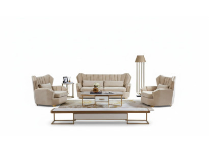 Sofa Couch Garnitur Sitz Polster Komplett Set 3+2+1 Deko Sofas Designer