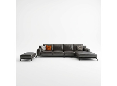 Garnitur Sofa Designer Couch Ecksofa mit Hocker Polster Wohnlandschaft