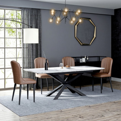 Esszimmer Design Möbel Stuhlgruppe Tisch + 4 Lehn Stühle 5 tlg. Set