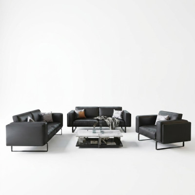 Luxus Büro Office Möbel Sofa Leder Couch Garnitur 3+2+1 + Couchtisch 4tlg
