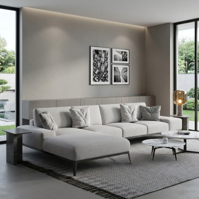 Italienische Polster Sitz Ecke Leder Couch Moderne Garnitur Wohnlandschaft