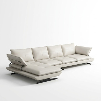 Italienische Polster Sitz Ecke Leder Couch Garnitur Moderne Wohnlandschaft