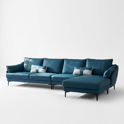 Italienische Polster Sitz Leder Ecke Garnitur Couch Moderne Wohnlandschaft