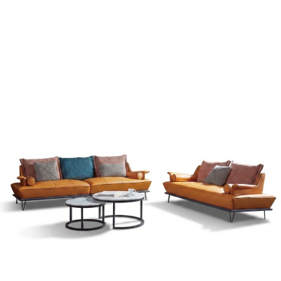 Italienische Polster Sitz Garnitur 4+2 Gruppe Leder Couch Modernes Sofa