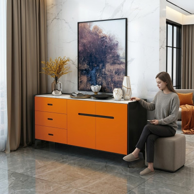 Italský styl nábytek Vysoký komoda Designér skříň Skříně Oranžový