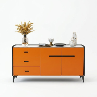 Italský styl nábytek Vysoký komoda Designér skříň Skříně Oranžový