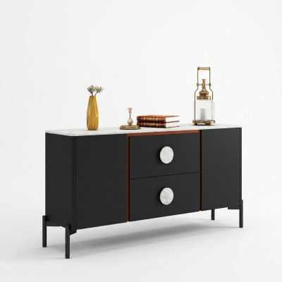 Designer Italienische Kommode Anrichte Schrank Regal Metall Luxus Wohn