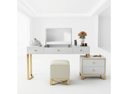 Schminktisch Spiegel Hocker Komplett Set Kommode Schlafzimmer Neu 3tlg.