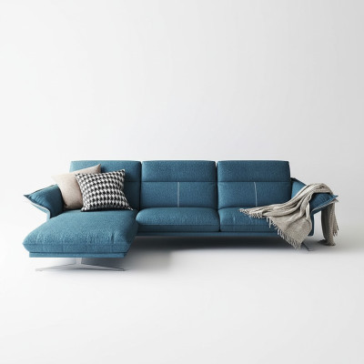 Stoff L-Form Couch Wohnlandschaft Ecksofa Garnitur Modern Design Blaues Sofa Neu