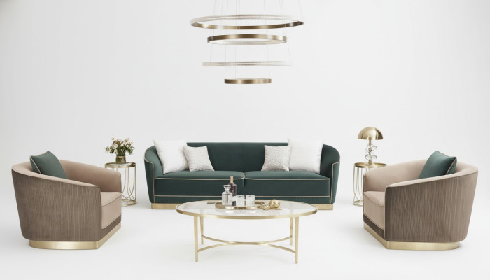Dizajnová sedací souprava sofa 3+1+1 křesla pohovka čalouněná sestava Nový