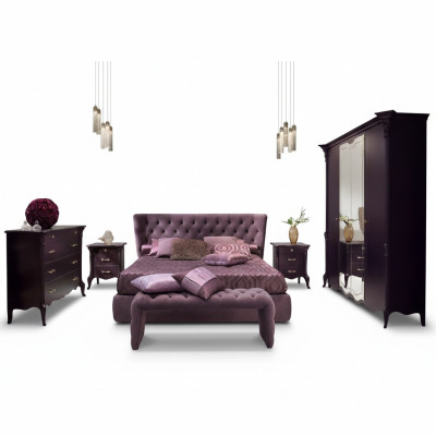 3 tlg. Schlafzimmer Set Bett 2x Nachttisch Konsole Doppel Polster Betten Hotel