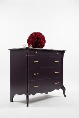 Kommode mit 4 Schubladen Sideboard Anrichte holz Schrank Anrichte Kommoden Lila