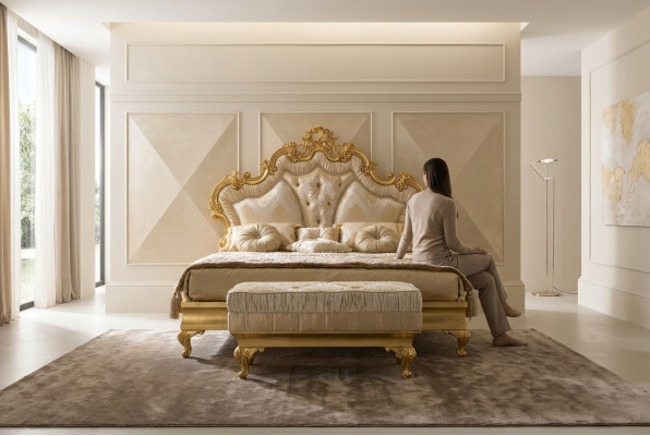 Klassisches Bett Barock Rokoko Hotel Betten Polsterbett Doppelbett 180x200cm