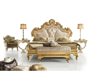 Klassisches Bett Barock Rokoko Hotel Betten Polsterbett Doppelbett 180x200cm