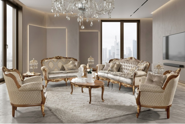 Italienische Möbel Sofa Garnitur Gruppe Klassische Sitz Massivholz