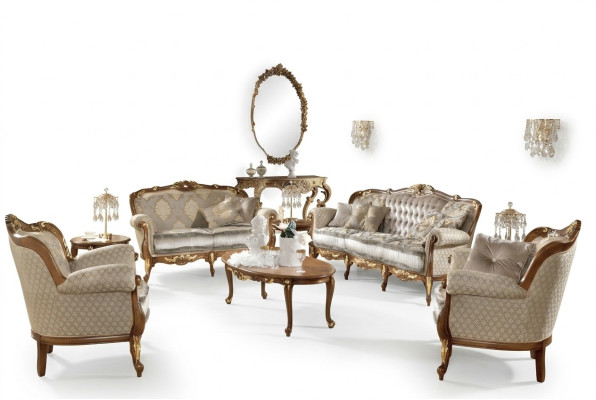 Italienische Möbel Sofa Garnitur Gruppe Klassische Sitz Massivholz