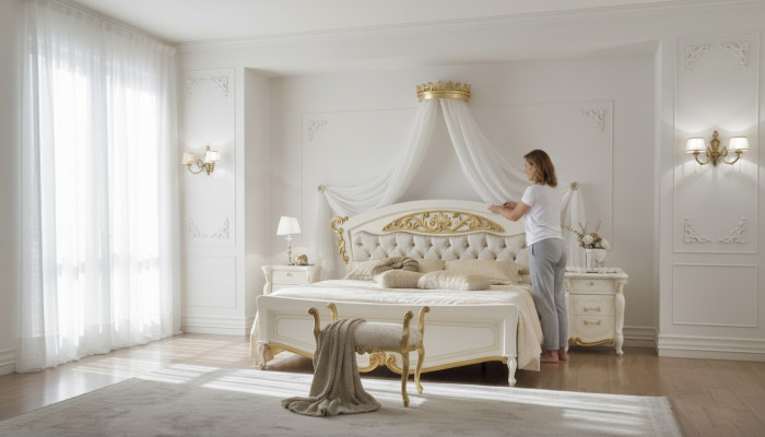 Italienische Schlafzimmer Möbel Luxus Designer Bett Doppel Betten Gold