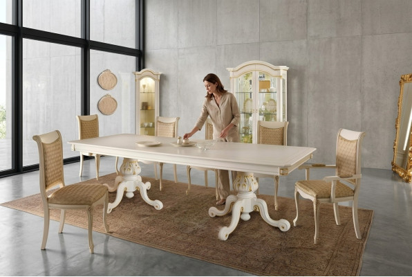 Klassischer Tisch Esstisch Holz Esszimmer Garnitur 6x Stuhl Set Stühle Lehn Neu
