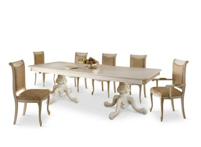 Klassischer Tisch Esstisch Holz Esszimmer Garnitur 6x Stuhl Set Stühle Lehn Neu