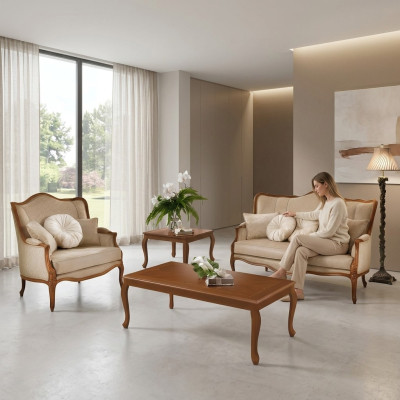 Sofa set 3+2 seater design sofa upholstery couch couch classic 2 pcs solid wood.