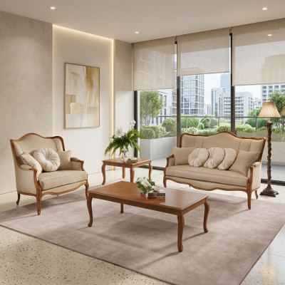 Sofa set 3+2 seater design sofa upholstery couch couch classic 2 pcs solid wood.