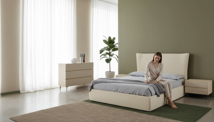 Schlafzimmer 3 tlg. Set Bett 2x Nachttisch Konsole Betten Hotel Doppel Polster