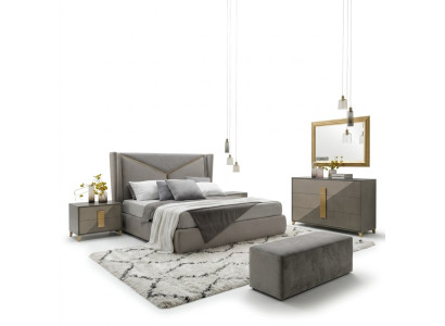 Schlafzimmer Bett 2x Nachttisch Betten 3tlg. Set Polster Italienische Möbel neu