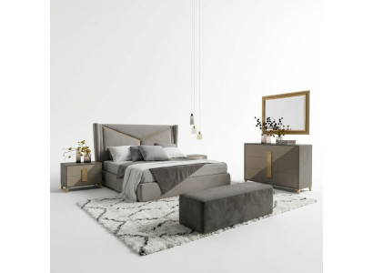 Design Luxus Schlafzimmer Set Bett 2x Nachttische Kommode Deko Garnitur