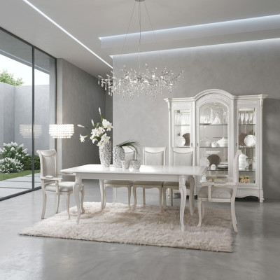 Italienisches Esszimmer Möbel Set Esszimmer Gruppe Vitrine Tisch 6x Stühle 8tlg.