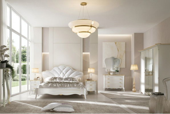 Schlafzimmer Set Barock Bett Nachttisch Kommode Bett Möbel 6tlg. Massivholz