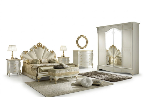 Bett Nachttisch Kommode 6 tlg. Schlafzimmer Set Massivholz Design Luxus