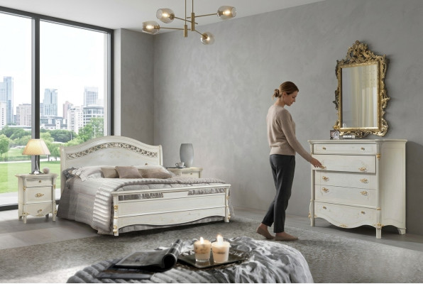 Klassisches Bett Doppelbett Betten Schlafzimmer Holz Italienische Möbel