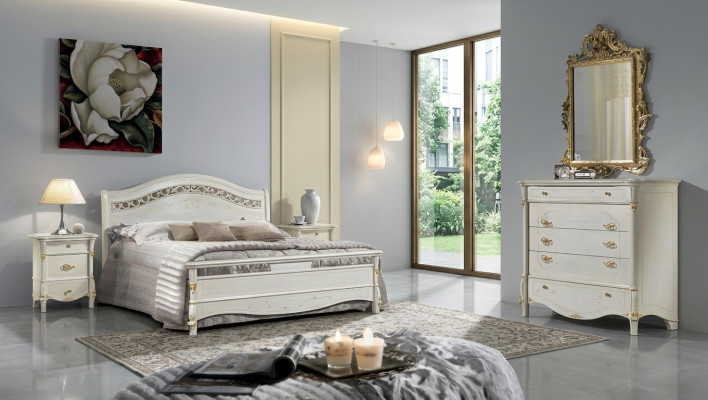 Klassisches Bett Doppelbett Betten Schlafzimmer Holz Italienische Möbel