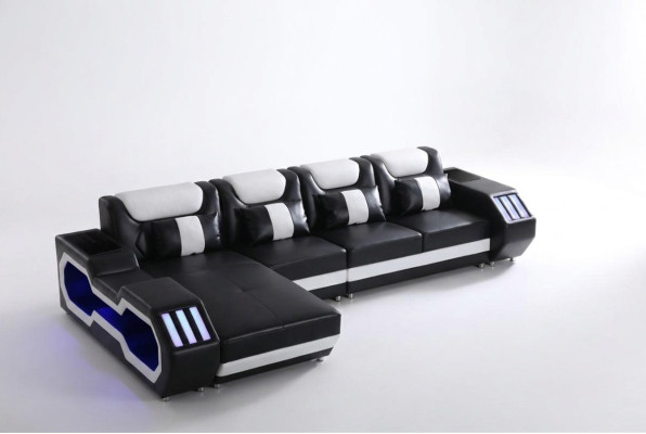 Relax Couchen L Form Shape Sofa Couch Garnitur Beleuchtet Wohnlandschaft