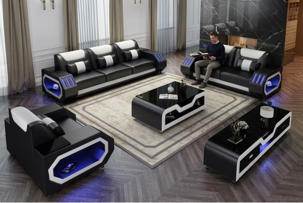 Sofa set 3+2+1 sezení konferenční stolek skříň nábytek design moderní