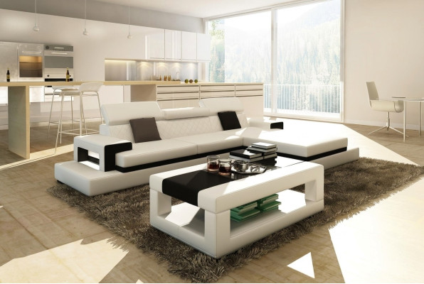 Sofas Ecksofa Ledersofa Polster Wohnlandschaft Couch Sofa Eckgarnitur