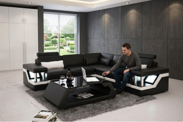 Eckgarnituren Leder Sofa Polster Sitzecke Designer Polsterecke Couch