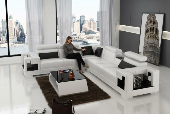 Designer Sofa Couch Ecksofa Leder Wohnlandschaft Textil Polster Garnitur