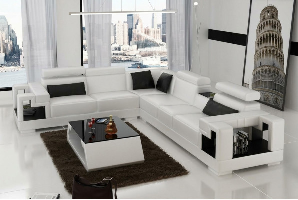 Designer Sofa Couch Ecksofa Leder Wohnlandschaft Textil Polster Garnitur