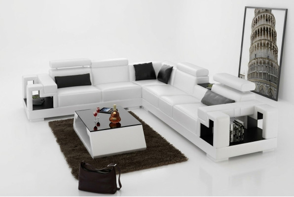 Designer Sofa Couch Ecksofa Leder Wohnlandschaft Textil Polster Garnitur