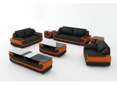Ledersofa Couch Wohnlandschaft 3+1+1 Sitzer Garnitur Design Modern Sofa