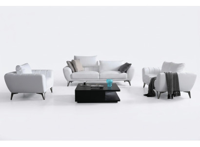 Ledergarnitur Komplett Set - Edle Designer Couchen Wohnzimmer Sitzmöbel