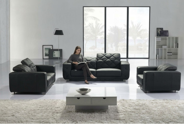 Ledersofa Sofagarnitur 3+2+1 Sitzer Set Garnitur Deko Polstersofa Couch
