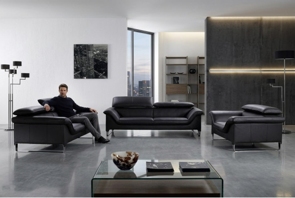 Ledersofa Couch Wohnlandschaft 3+1+1 Sitzer Garnitur Modern Design Sofa
