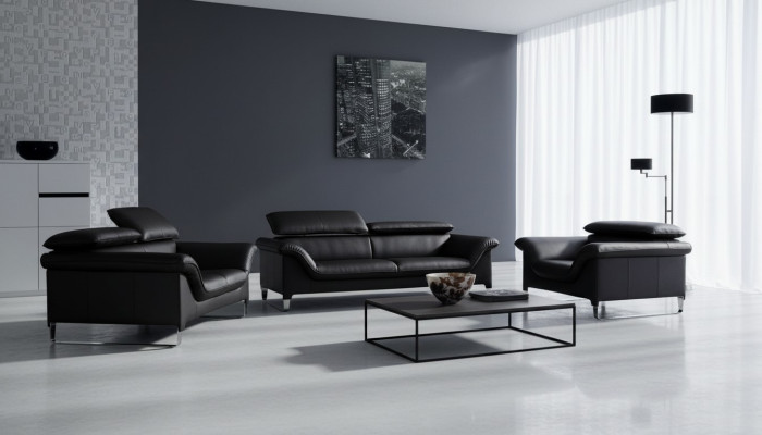 Ledersofa Couch Wohnlandschaft 3+1+1 Sitzer Garnitur Modern Design Sofa