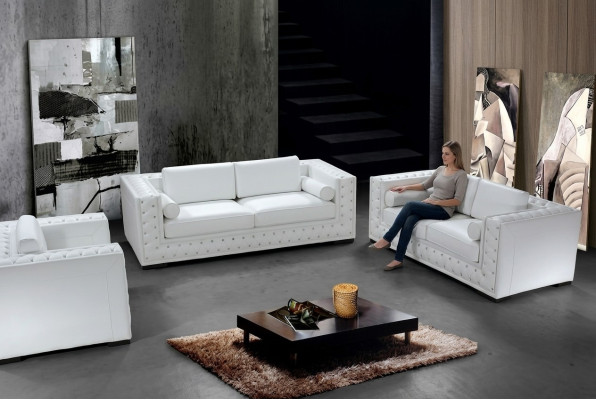 Sofa sestava 3+1+1 Sedacího Setu Design Sofas Polštářová Pohovka Kůže Chesterfield