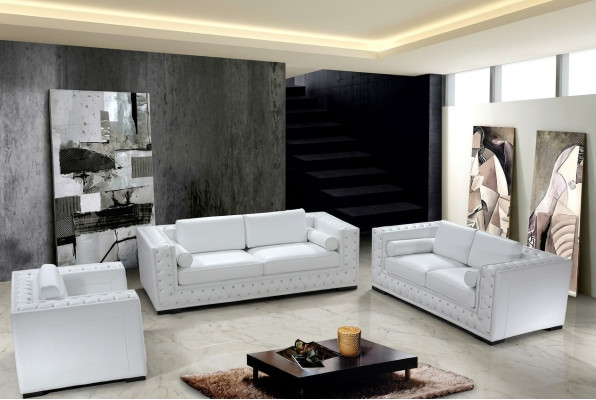 Sofa sestava 3+1+1 Sedacího Setu Design Sofas Polštářová Pohovka Kůže Chesterfield