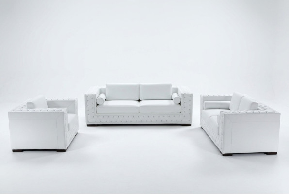 Sofa sestava 3+1+1 Sedacího Setu Design Sofas Polštářová Pohovka Kůže Chesterfield