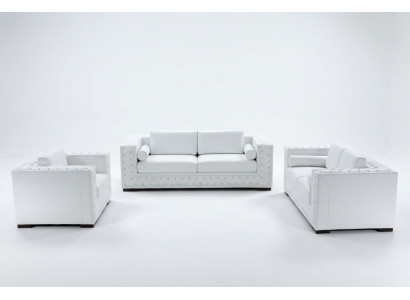 Sofa sestava 3+1+1 Sedacího Setu Design Sofas Polštářová Pohovka Kůže Chesterfield