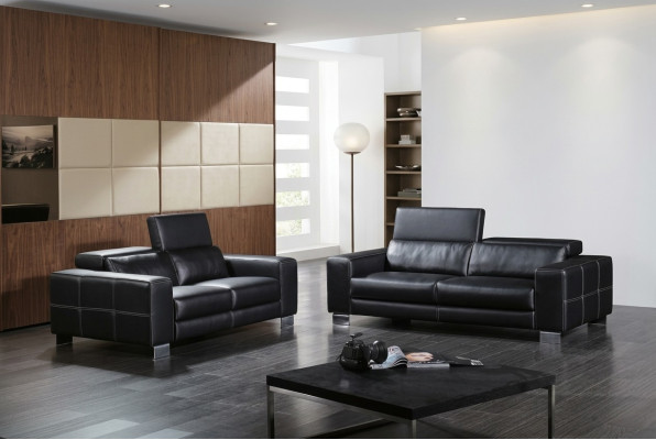 Ledersofa Couch Wohnlandschaft 3+2 Sitzer Garnitur Deko Design Modern Sofa
